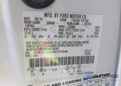 2011 Ford Expedition Limited из США, поврежденный, VIN 1FMJU1K58BEF01548